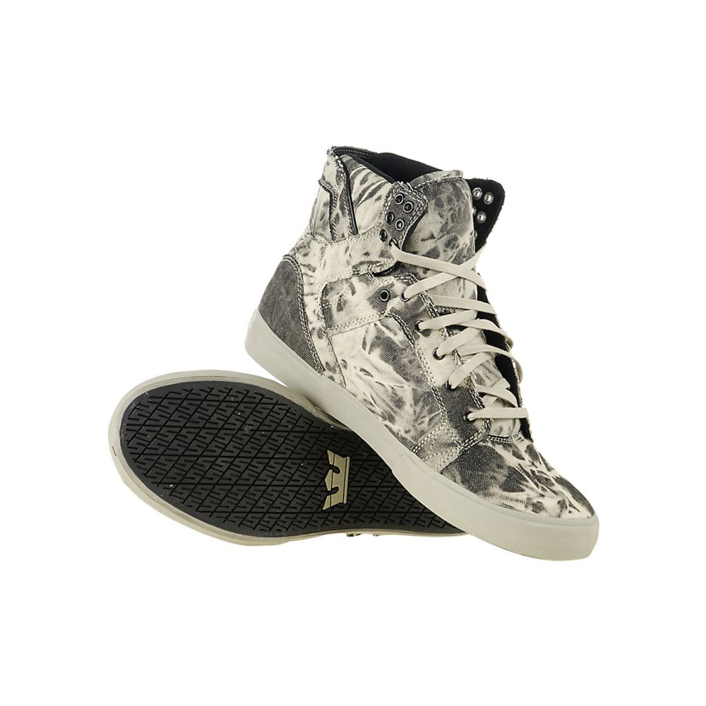 Baskets Montantes Supra SkyTop Grise Acid Wash Denim Homme | WFG-17613394